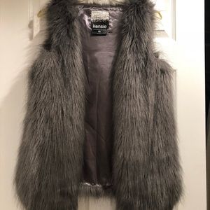 Kensi Gray Faux Fur Vest